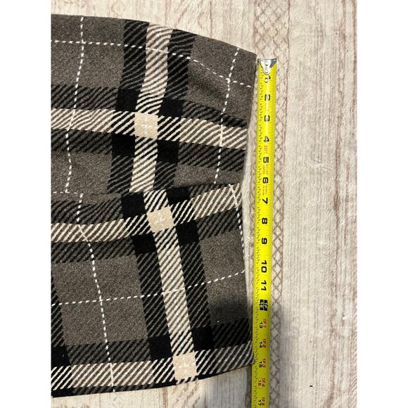 Women's H&M Brown Black Lined Plaid Skirt 30 Inch Waist Back Zip 16" Length - Picture 5 of 5